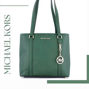 NWT Michael Kors Forest Green Medium Sadie Saffiano Leather Shoulder Bag Tote
